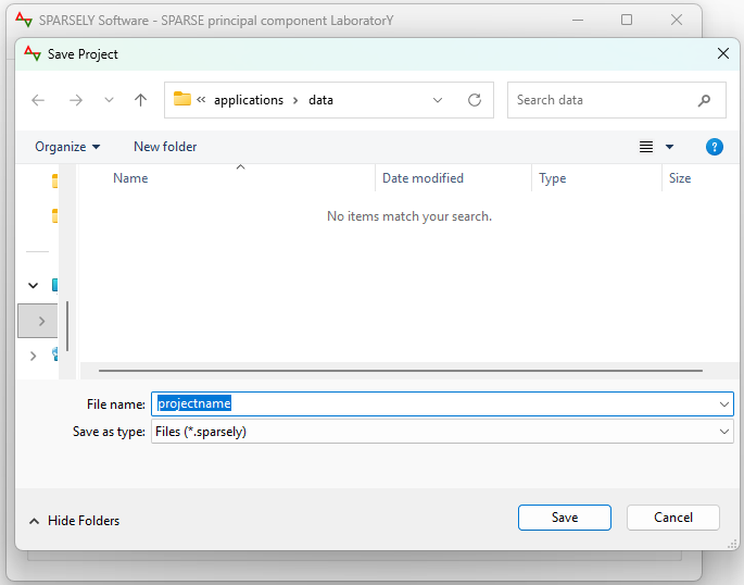 Sparsely save project
